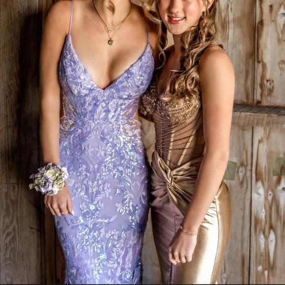 Ellie Wilde EW35011 Lavender Purple Sequin Mermaid Prom Dress sz 0/2 - Picture 6 of 12